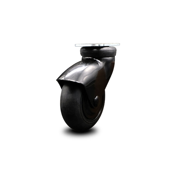 3 Inch Black Hooded Neoprene Rubber Top Plate Caster
